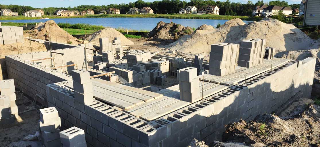 Concrete Block Home Under Construction