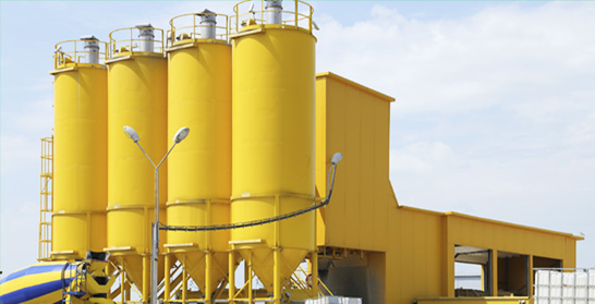 Concrete silos at Del Zotto Products.